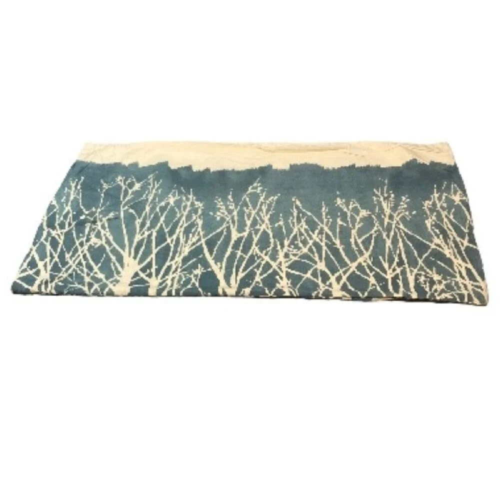 West Elm Forest Abstract Teal White Cream Pillowcase Sham King